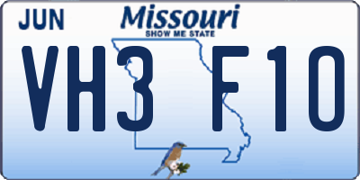 MO license plate VH3F1O