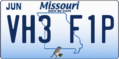 MO license plate VH3F1P