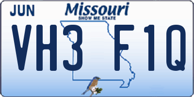 MO license plate VH3F1Q