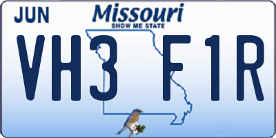 MO license plate VH3F1R