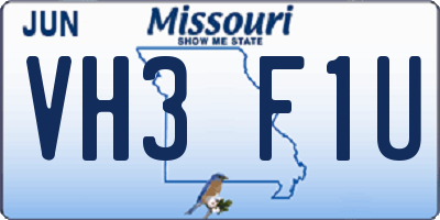 MO license plate VH3F1U