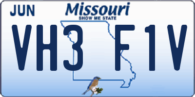 MO license plate VH3F1V