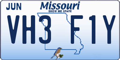 MO license plate VH3F1Y