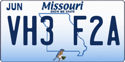 MO license plate VH3F2A