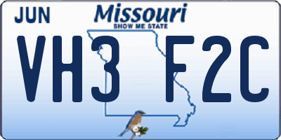 MO license plate VH3F2C