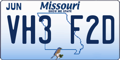 MO license plate VH3F2D