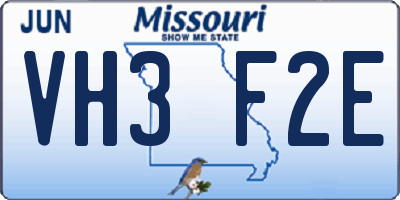 MO license plate VH3F2E