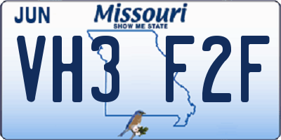MO license plate VH3F2F