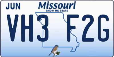 MO license plate VH3F2G