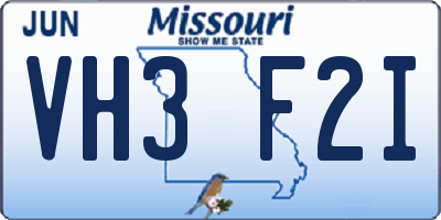 MO license plate VH3F2I