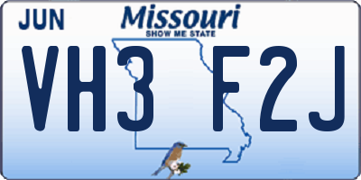 MO license plate VH3F2J