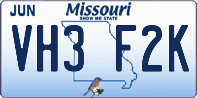 MO license plate VH3F2K