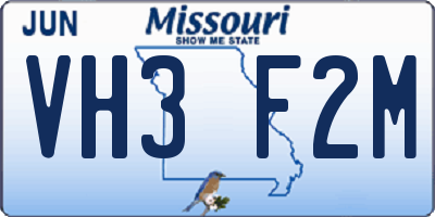 MO license plate VH3F2M