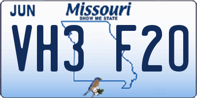 MO license plate VH3F2O
