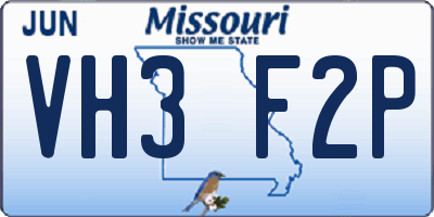 MO license plate VH3F2P