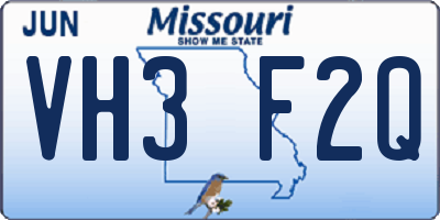 MO license plate VH3F2Q