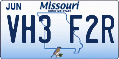 MO license plate VH3F2R
