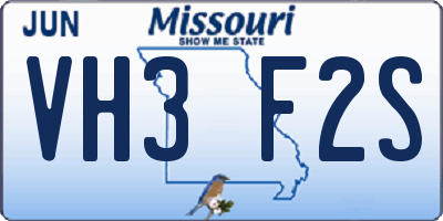MO license plate VH3F2S