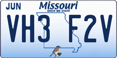 MO license plate VH3F2V