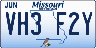 MO license plate VH3F2Y