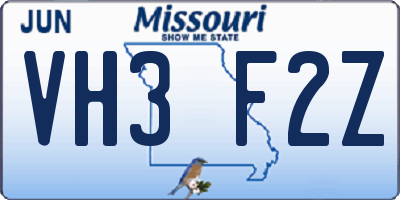 MO license plate VH3F2Z