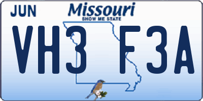 MO license plate VH3F3A