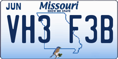 MO license plate VH3F3B
