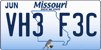 MO license plate VH3F3C