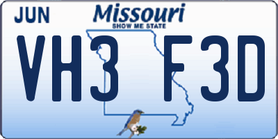 MO license plate VH3F3D