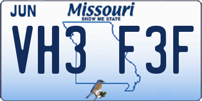 MO license plate VH3F3F