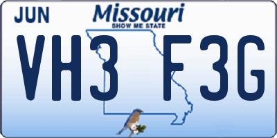 MO license plate VH3F3G