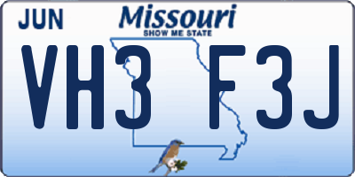 MO license plate VH3F3J