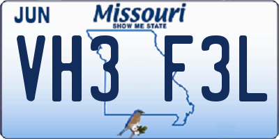 MO license plate VH3F3L
