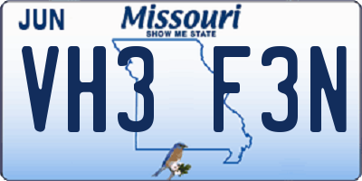 MO license plate VH3F3N