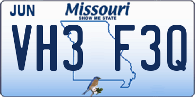 MO license plate VH3F3Q
