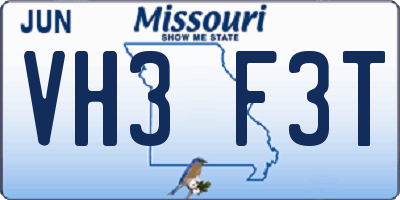 MO license plate VH3F3T