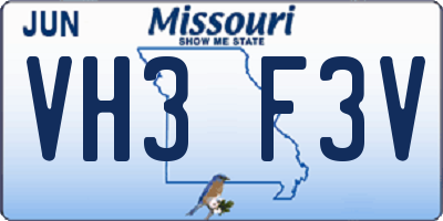 MO license plate VH3F3V