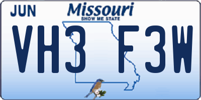MO license plate VH3F3W
