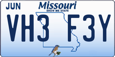 MO license plate VH3F3Y