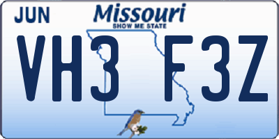 MO license plate VH3F3Z
