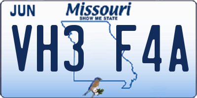 MO license plate VH3F4A