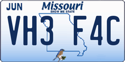 MO license plate VH3F4C