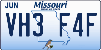 MO license plate VH3F4F
