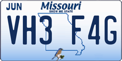 MO license plate VH3F4G