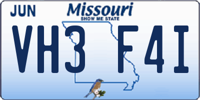 MO license plate VH3F4I
