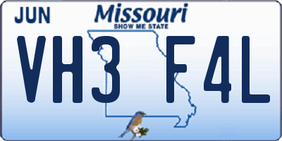 MO license plate VH3F4L