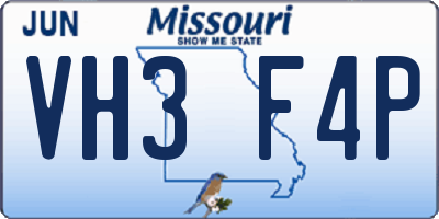 MO license plate VH3F4P