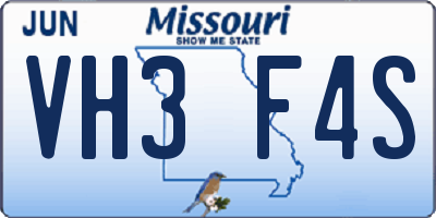 MO license plate VH3F4S