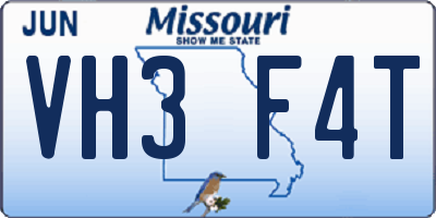 MO license plate VH3F4T