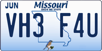 MO license plate VH3F4U